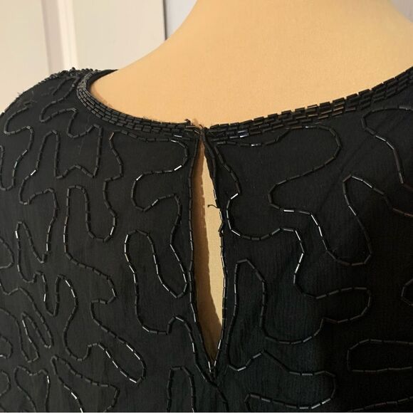 Denise Elle Silk Sequenced Black Long Sleeve Blouse - Picture 5 of 7